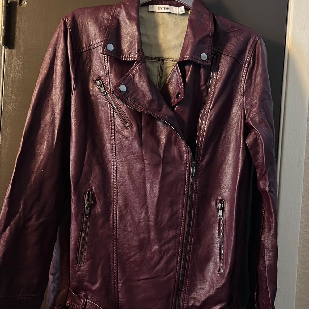 3/$20 Just Fab Faux Learher Jacket Purple Plum Size Small S